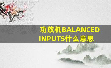 功放机BALANCED INPUTS什么意思